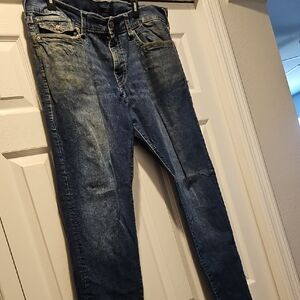 Mens True Religion Distressed Geno Relaxed Slim Jeans